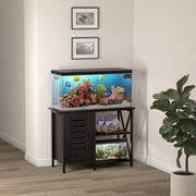 Herture Fish Tank Stand with Cabinet, 40-50 Gallon Aquarium Stand, Heavy Duty Metal, Turtle Tank, Reptile Terrarium 850LBS Capacity ,Black