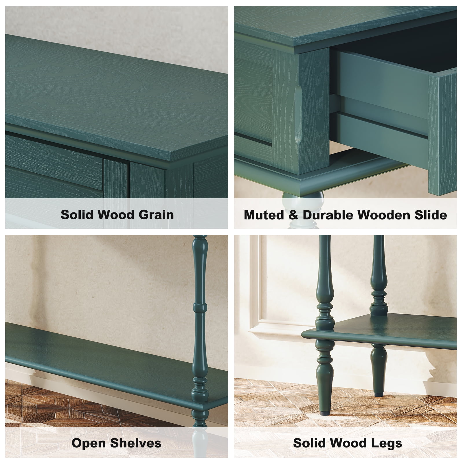 CBJCBJ40"Vintage Minimal Assembly Console Table with 2 Storage Drawers,Suitable for Living Room,Green