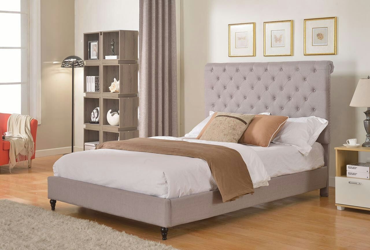 HomeLife® 48" Light Grey Studded Platform Bed Frame