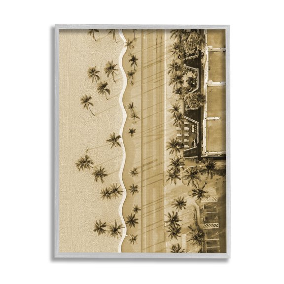 Stupell Industries Tropical Aerial View Landscape Photography Gray Framed Art Print Wall Art, 24 x 30