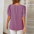 thumbnail image 7 of Womens V-Neck Chiffon Tops Summer Dressy Casual Solid T Shirts Tops Short Sleeve Swiss Dot Fashion Loose Tunic Blouses, 7 of 7