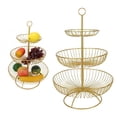 thumbnail image 4 of Cesta Derecha Del Almacenamiento Del Hogar de Del Piso de 3 Niveles, Bandeja Redonda de de Del Hogar Del Hierro - Oro Sunnimix cesta de frutas de encimera, 4 of 8