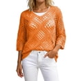 thumbnail image 2 of SOOMLON Cover up Tops for Women Plus Size V Neck 3/4 Sleeve Tops Crochet Coverup Vintage Summer Beach Vacation Clothes, 2 of 5