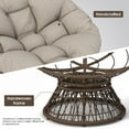 thumbnail image 3 of UHOMEPRO 41.5" Rattan Papasan Chair with Handwoven Wicker, Modern Ergonomic Lounge Chair with Cloud Thick Density Fabric Cushion, Comfy Single Swivel Chair for Living Room Bedroom Garden, Beige, 3 of 10