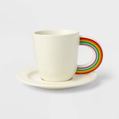 Pride Rainbow Ceramic Stoneware Teacup and Saucer 8.52 fl oz
