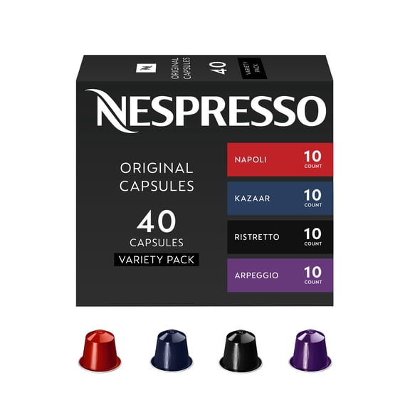 Nespresso Capsules Original, Dark Roast Variety Pack Espresso Coffee, 40-Count Espresso Coffee Pods, Brews 1.35oz