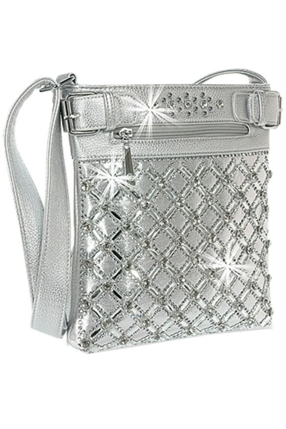 Cross Gem Bling Cross Body Bag Silver