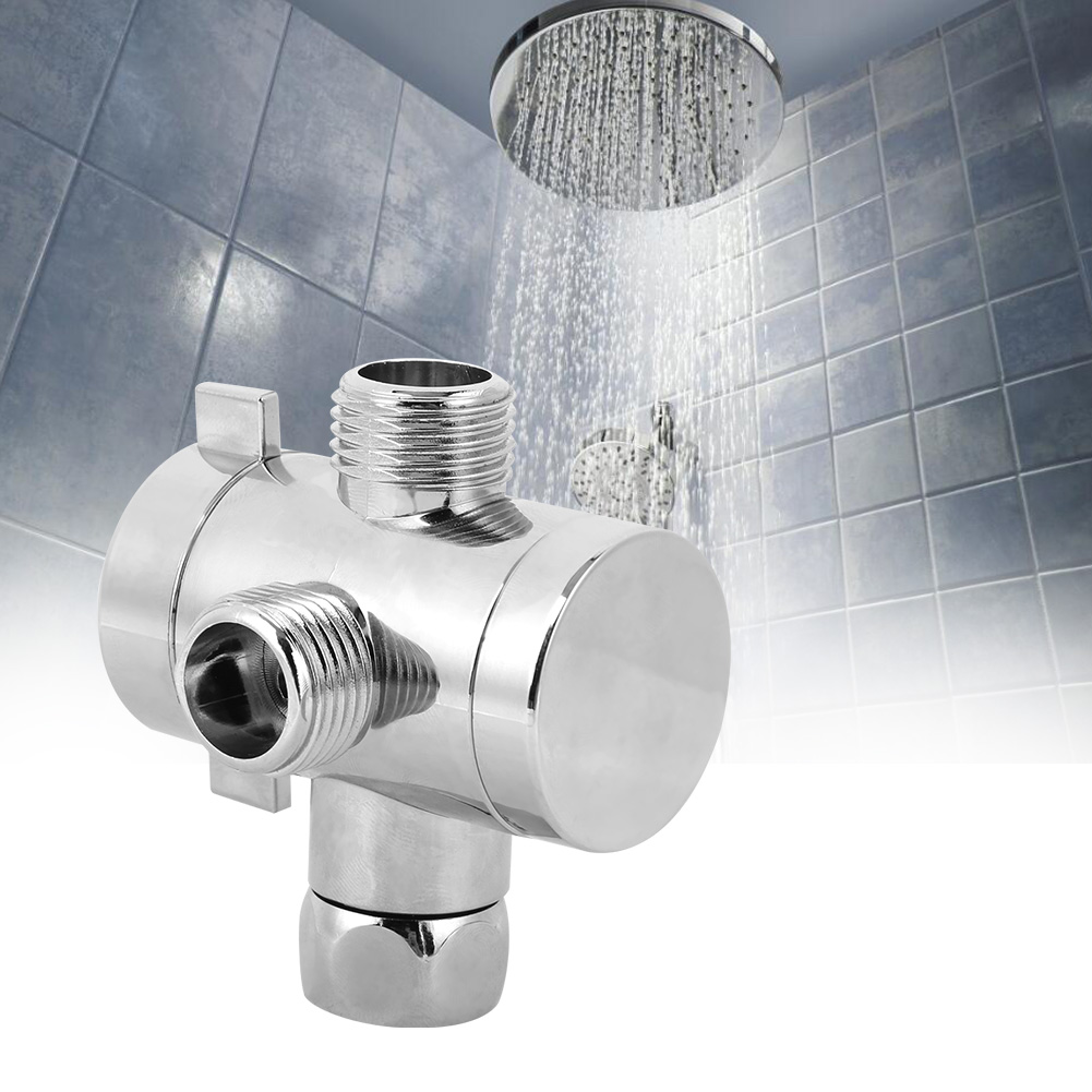 Ccdes Shower Adapter Valve,Multifunction G1/2 3‑Way Bath Shower Diverter Valve with Shower Head