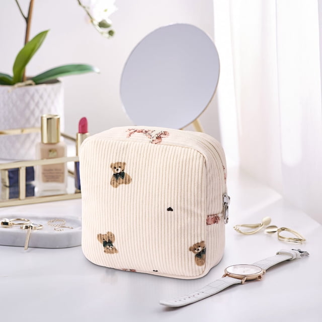 Pisexur Belleza Maquillaje Bolsa de maquillaje pequeña y fresca con doble capapara mujeres y hombres