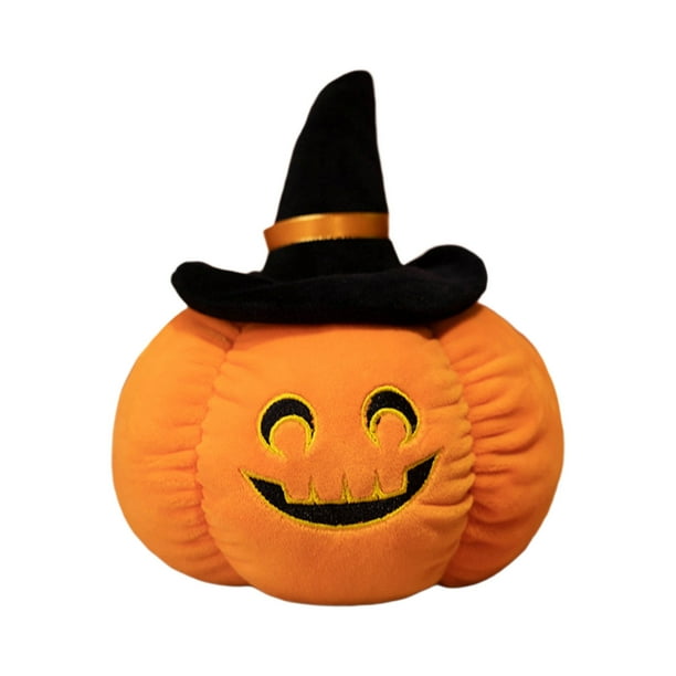 Almohada blanda de calabaza de Halloween Almohada de calabaza de Halloween Almohada divertida de calabaza de Halloween con sombrero Almohada blanda de calabaza naranja Feliz fiesta de Halloween Fal