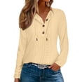 thumbnail image 6 of Breezora Women's V Neck Eyelet Hollow Out Hoodies Casual Long Sleeve Button Front Pullover Tops, 6 of 6