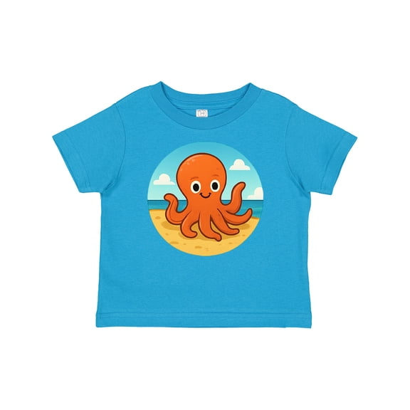 Inktastic Cute Smiling Octopus on Beach Boys or Girls Baby T-Shirt