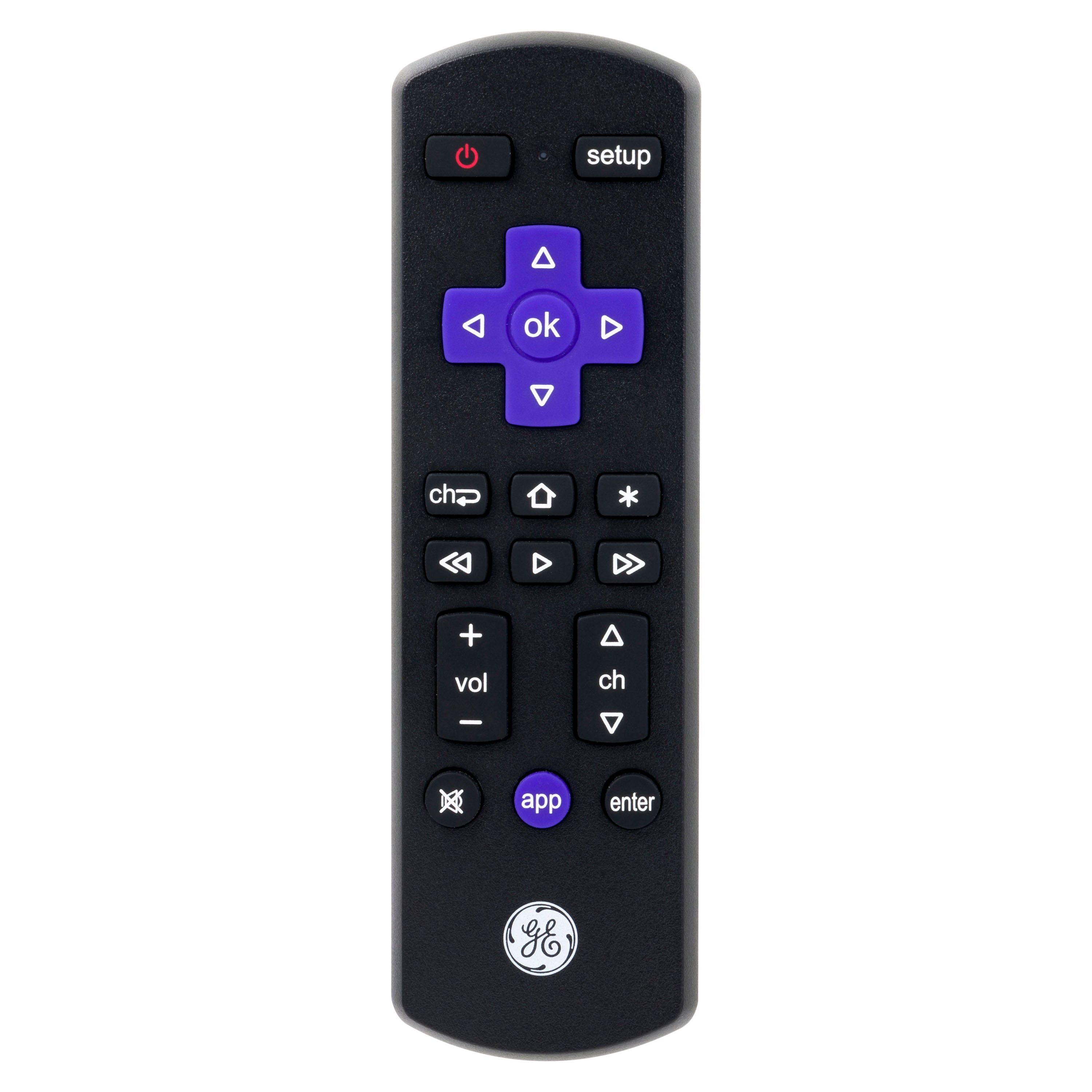 GE Roku TV Direct Replacement TV Remote Control In Black 66814 