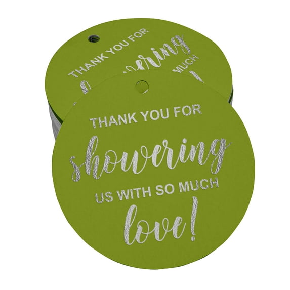 Inkdotpot Silver Foil Paper Hang Tags Thank You Baby/ Bridal Shower Favor Tags 50 Pieces