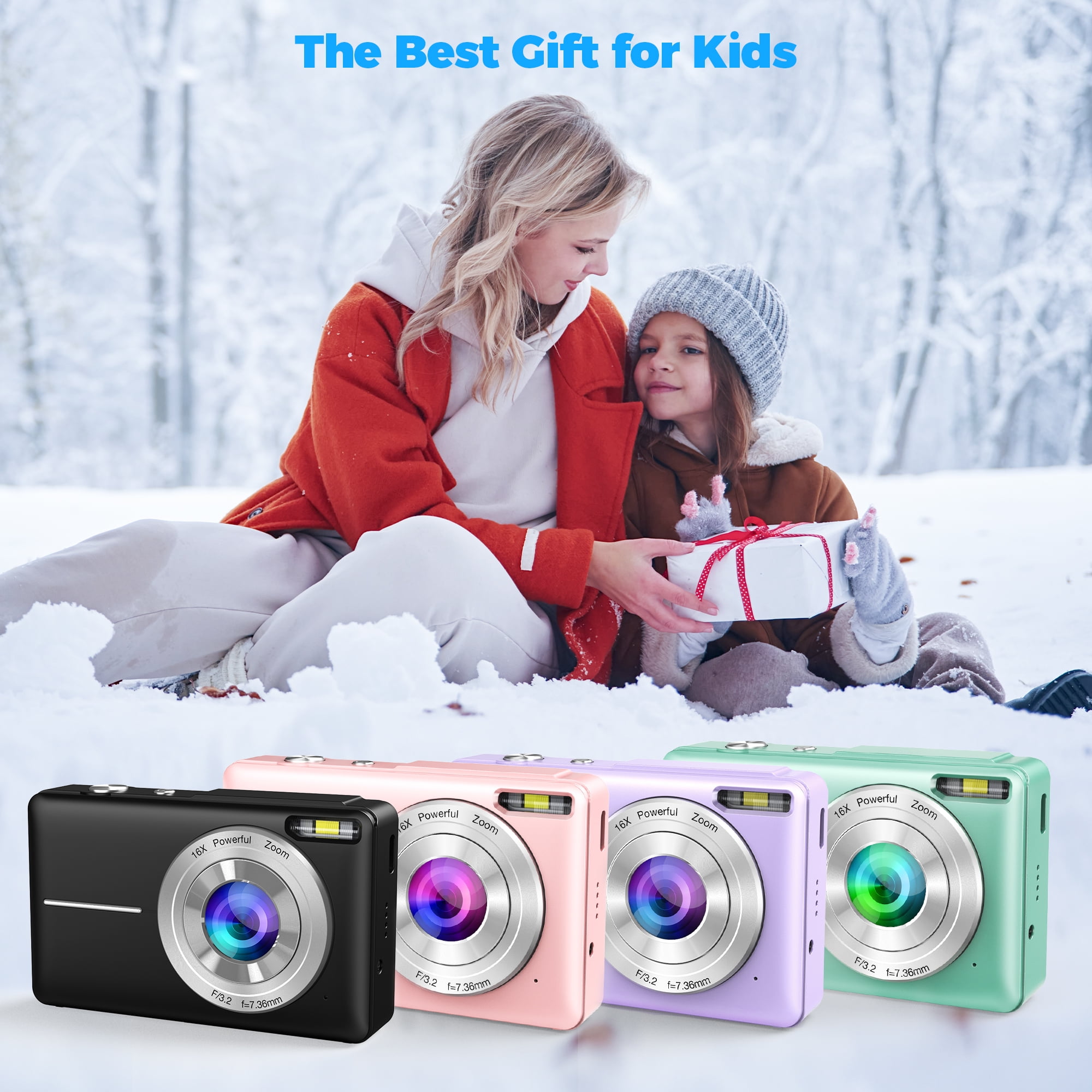 Digital Camera for FHD1080P 44MP Camera Camcorder, Smile Capture & Vintage Filters, with 32GB SD Card,18X Digital Zoom 2.4 Inch Screen(Black)