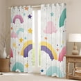 thumbnail image 2 of Feelyou Cartoon Rainbow Kids Curtains Pack of 2 (42x84 Each), Dreamy Starry Sky Cloud Curtains Blackout, Stripes Lines Bedroom Curtains, Window Curtains Decor, 2 of 6
