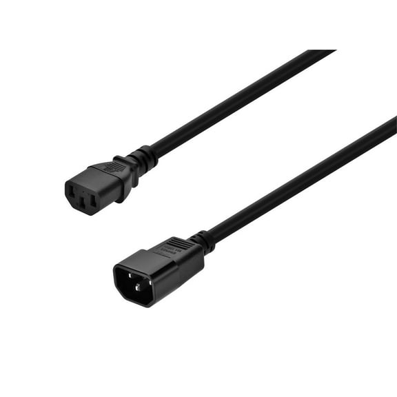 Monoprice Extension Cord - 3 Feet - Black | IEC 60320 C14 to IEC 60320 C13, 14AWG, 15A/1875W, 3-Prong
