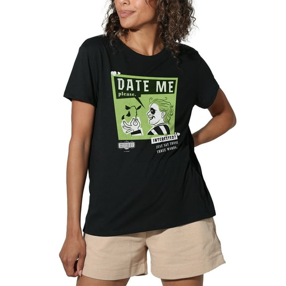 Beetlejuice Beetlejuice Date Me Women's Loose T-Shirt, Black, X-Large