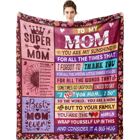 to My Mom Blanket 60"x50", Mother's Day Birthday for Moms Mama, Mothers Day Blankets for Mom