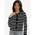 thumbnail image 5 of Women's Striped Cardigan Sweater Trendy Long Sleeve Button Down Crew neck Cardigans, 5 of 6