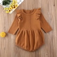 thumbnail image 2 of Arvbitana Baby Girls Knitted Sweater Romper Long Sleeve Ruffle Button Bodysuit Jumpsuit Clothes, 2 of 8