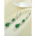 thumbnail image 4 of PYNZY 925 Sterling Silver Teardrop Earrings with 7x9MM Created Emerald Birthstones, Dangle Earrings with Leverback for Women Jewelry Gifts, 4 of 6