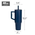 thumbnail image 2 of Elemental Commuter 40 oz Tumbler with Handle and Straw Lid | Travel Coffee Mug Spill Resistant | Insulated Cup Stainless Steel Tumblers for Water, Smoothies, Milkshake and More | Navy Blue, 2 of 7