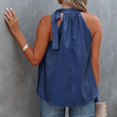 thumbnail image 5 of HOWPAY Womens T Shirts Sleeveless Loose Fit Crew Neck Basic Tee Tops Casual Letter Print Summer Lightweight Cozy Soft Baggy Y2K Clothes Navy XXL, 5 of 7