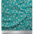 thumbnail image 1 of Soimoi Green Silk Fabric Seal Leaves & Periwinkle Floral Print Sewing Fabric Yard 42 Inch Wide, 1 of 3