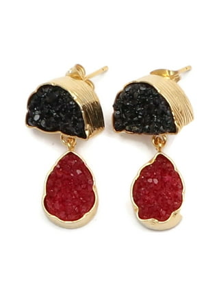 Red Agate Druzy Earrings