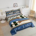 thumbnail image 4 of Erosebridal Lake Boating Rowing Oar Comforter Set Twin Size Log Cabin Style Wooden Board Bedding Set Ocean Nautical Comforter Coastal Sea Adventure Quilt Set, 4 of 6