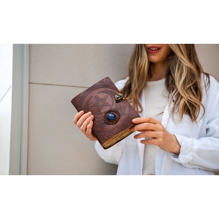 Leather Journal With Unlined Deckle Edge Paper 7x5 Inch Star/stone Cover/ Handmade Writing Notebook Diary/Notepad For Men & Women Medium, Sketch, Gift For Artists