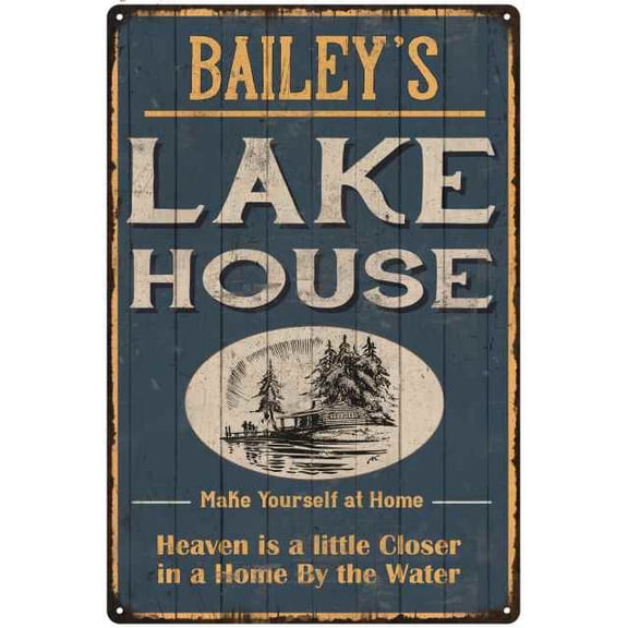BAILEY'S Lake House Blue Cabin Home Decor Gift 8x12 Metal 108120038066