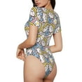 thumbnail image 3 of Daiia Cute Rabbit print Women's Crew Neck Short Sleeve Bodysuit Fashion Tops Fit Casual Basic Extender Bodysuit-Small, 3 of 9