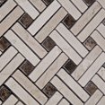 thumbnail image 3 of Crema Marfil Marble Polished Stanza Basketweave Mosaic Tile w/ Emperador Dark Dots, 3 of 3