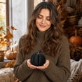 thumbnail image 4 of Artificial Rattan Woven Pumpkin Decoration, Resin Craft for Halloween and Thanksgiving Home Desk Decor, Black, 4 of 8