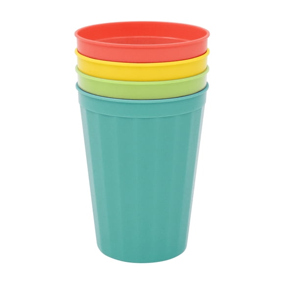Mainstays 4 pack Plastic Drinking Tumbler, Multi-color, Unbreakable & Lightweight Cups