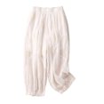thumbnail image 2 of Cagogo Womens Plus Size Wide Leg Flowy Casual Ankle Pants Elastic Waist Loose Floral Trousers for Party Beach Work, White 3XL, 2 of 5