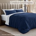thumbnail image 3 of Bare Home Organic Cotton Jersey Duvet Cover Set with Shams, 3-Piece, King/Cal King, Dark Blue, 3 of 10