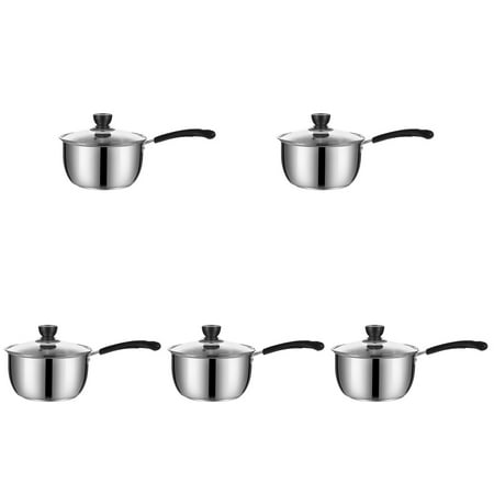 

Homemaxs 5pcs Multi-function Milk Pot Non-stick Saucepan Covered Cooking Pot Stovetop Milk Pot Food Heating Pot