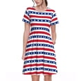 thumbnail image 1 of Easygdp American Patriotic Stars And Stripes para Vestido Transpirable de Mujer, Vestido Suelto de Manga Corta con Pliegues y Bolsillos para el Verano, 1 of 6