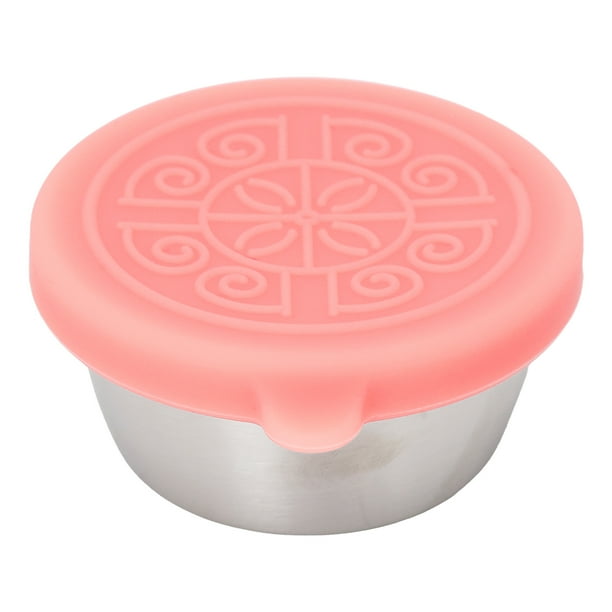 Recipiente para aceite esencial de salón de belleza, de acero inoxidable, para condimentos, taza para salsa con tapa, 50 ml, color rosa.