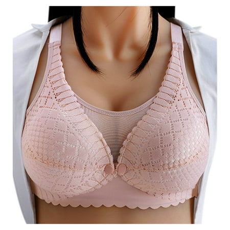 

MRULIC lingerie for women Women Nursing Pregnant Maternity Bra Underwear Breastfeeding With Front Buckle Beige + 85B