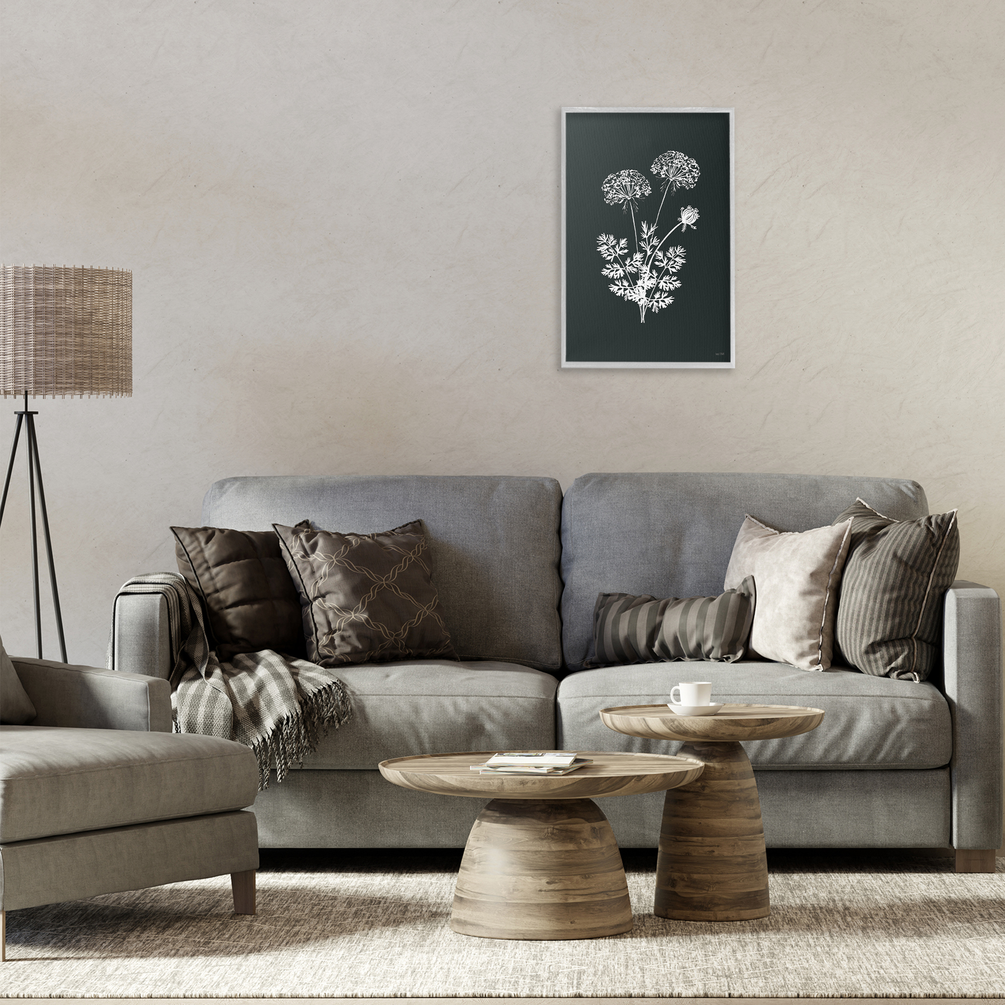 Stupell Industries Black Herb Bunches Botanical & Floral Painting Gray Framed Art Print Wall Art, 16 x 24