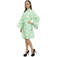 thumbnail image 5 of Bimba Women's Leaf Printed Purple Robe Bridesmaid Kimono Cover Up Wrap - 24, 5 of 5