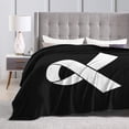 thumbnail image 5 of White Ribbon Lung Cancer Awareness Ultra-Soft Micro Fleece Blanket 40""x30"" Suitable for Bed/Sofa/Office/Camping, Black, 5 of 8