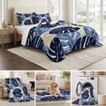 thumbnail image 6 of Twin XL Quilt Set 68''x98'', Blue Palm Leaves Lightweight Bedspread Coverlet Set with 2 Pillow Shams, Farmhouse Summer Beige Tropical Plants Breathable All Season Quilt Bedding for Dorm/Guest Room, 6 of 9