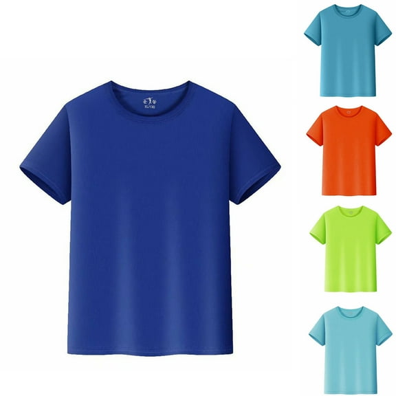 Ulanda Youth Performance Short Sleeve Shirt, UPF 50 Quick Dry Athletic T Shirt for Boys & Girls (Orange, 7-8 Years)