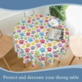 thumbnail image 6 of Paws Print Round Tablecloth 60" Diameter for Indoor and Outdoor,Dog Cat Paw Waterproof Table Cloth Cover Decorative for Party Holiday Dinning Tabletop Home Décor, 6 of 6
