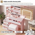 thumbnail image 3 of TROPOW Vanity Desk with Mirror and LED Lights, Makeup Vanity Desk with Sliding Mirror, Power Outlet, 3 Color Adjustable Light, Dressing Table with 4 Drawers,Pink, 3 of 9